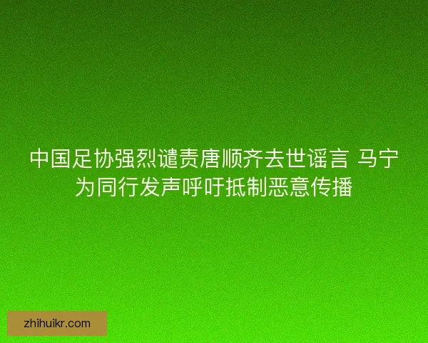中国足协强烈谴责唐顺齐去世谣言 马宁为同行发声呼吁抵制恶意传播