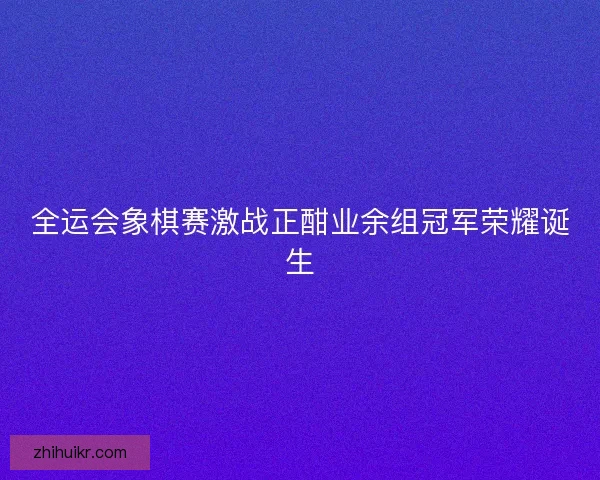 全运会象棋赛激战正酣业余组冠军荣耀诞生